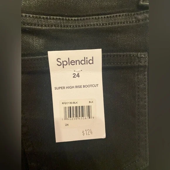 NWT Splendid Super High Rise Bootcut Jeans Black Size 24 - 33" Inseam MSRP $124 - Picture 7 of 10